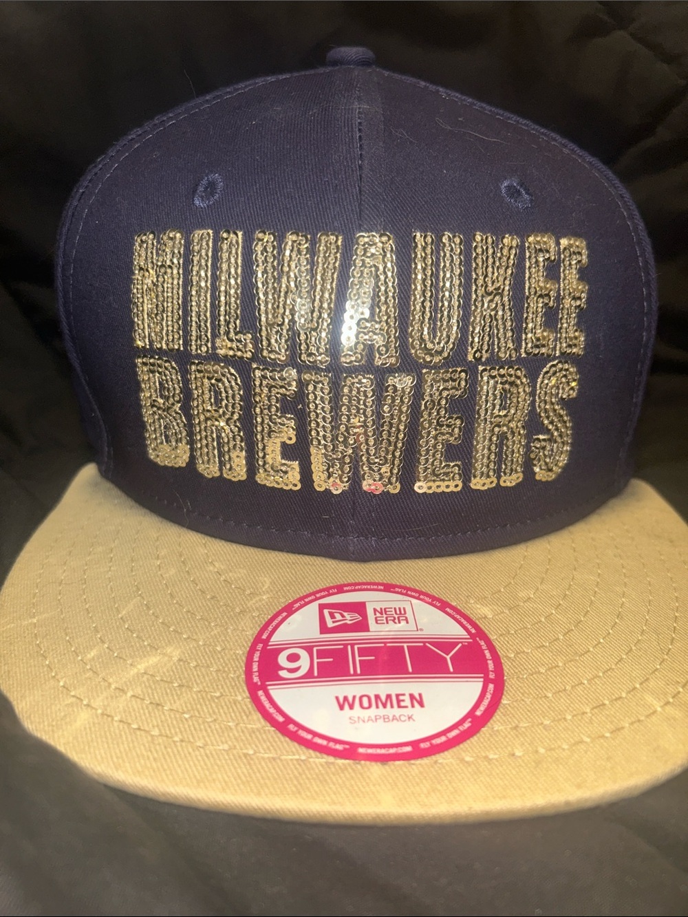 New Era Milwaukee Brewers Sequin Logo Snapback - Navy & Khaki